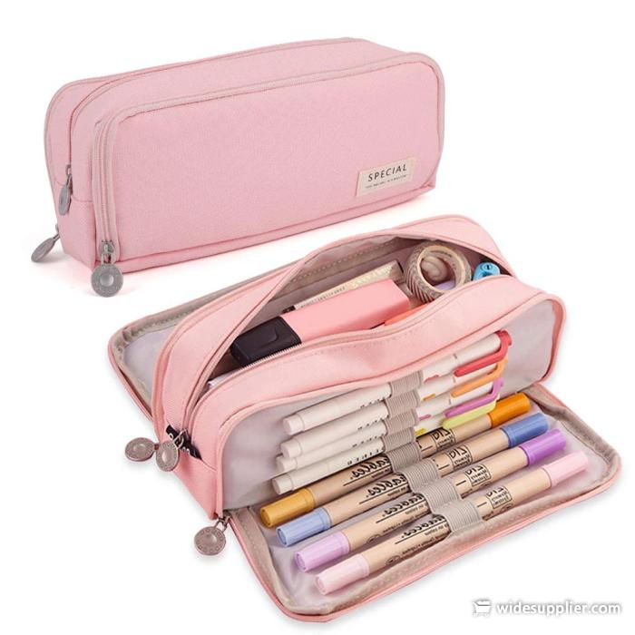 Large Capacity Pencil Case 3 Compartment Multifunctional Pen Bag for Girls Boy School Student Office Stationery Organizer