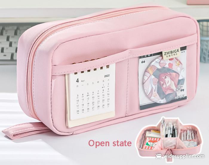 Large Capacity 3 Layers Pen Box Kawaii Pencil Cases Cute Pen Holder Pouch for Students Back to School Stationery Supplies